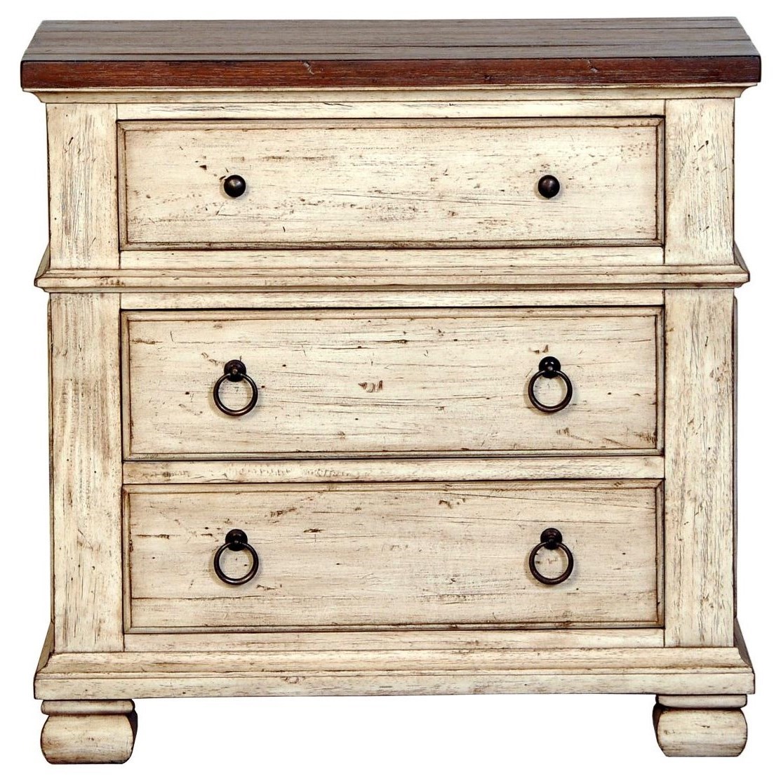 Warehouse M Belmont 10110604 Relaxed Vintage Night Stand with 3 Drawers